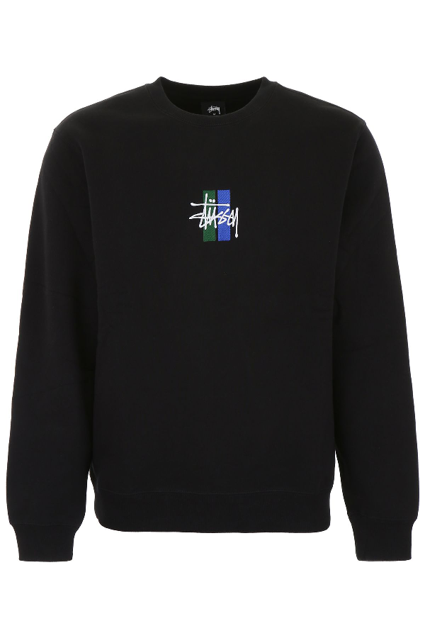 Stussy Flag Logo Sweatshirt In Black | ModeSens