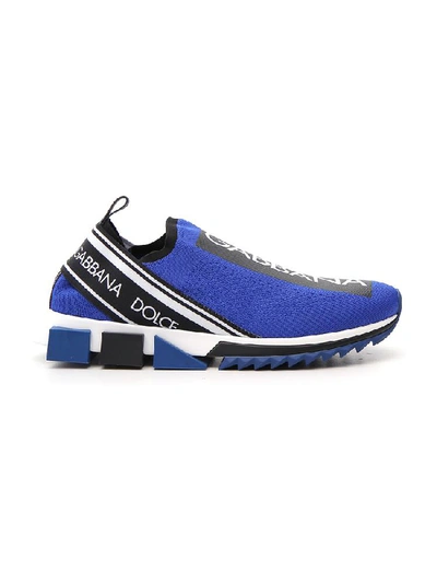 Shop Dolce & Gabbana Branded Sorrento Sock Sneakers In Blue