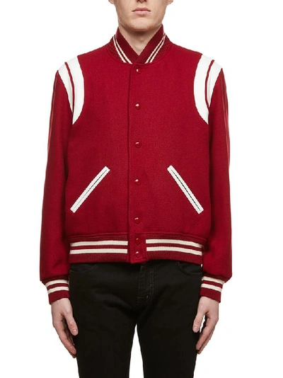Shop Saint Laurent Bomber Jacket In Red