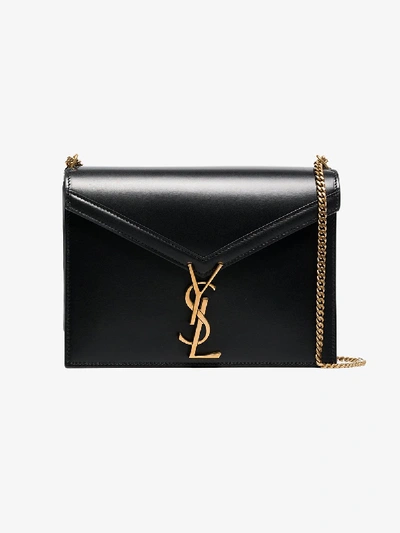 Shop Saint Laurent Marceau Logo Clasp Leather Bag In Black