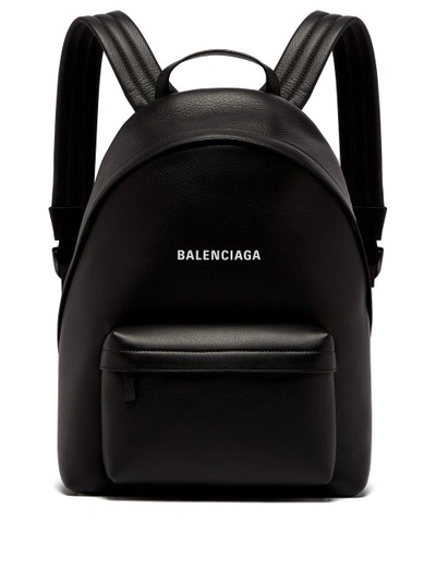 Balenciaga - Logo Leather Backpack - Mens - Black White |