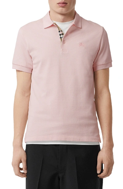 Shop Burberry Hartford Pique Polo In Alabaster Pink