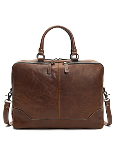 Shop Frye Men's Logan Leather Work Bag In Dark Brown