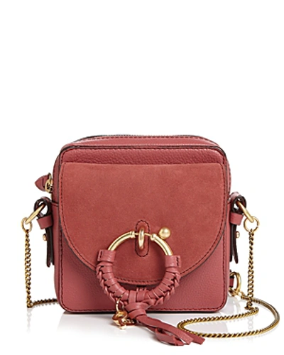 Shop See By Chloé See By Chloe Joan Small Leather & Suede Crossbody In Rusty Pink/gold