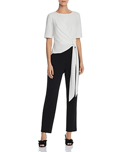 Shop Adrianna Papell Color-blocked Knit Jumpsuit In Black/ivory