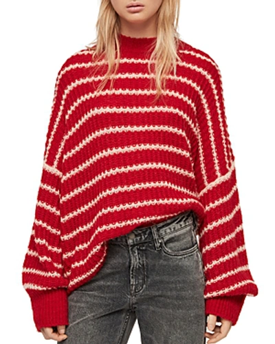 Shop Allsaints Renne Striped Sweater In Red/ Peach