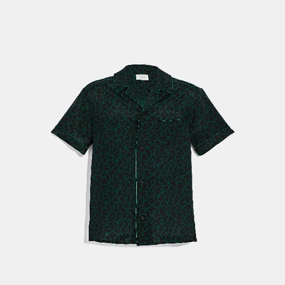 Shop Coach Printed Pajama Shirt - Men's In Green Multi