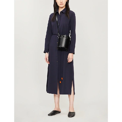 Shop Theory Button-detail Crepe Maxi Shirtdress In Deep Royal