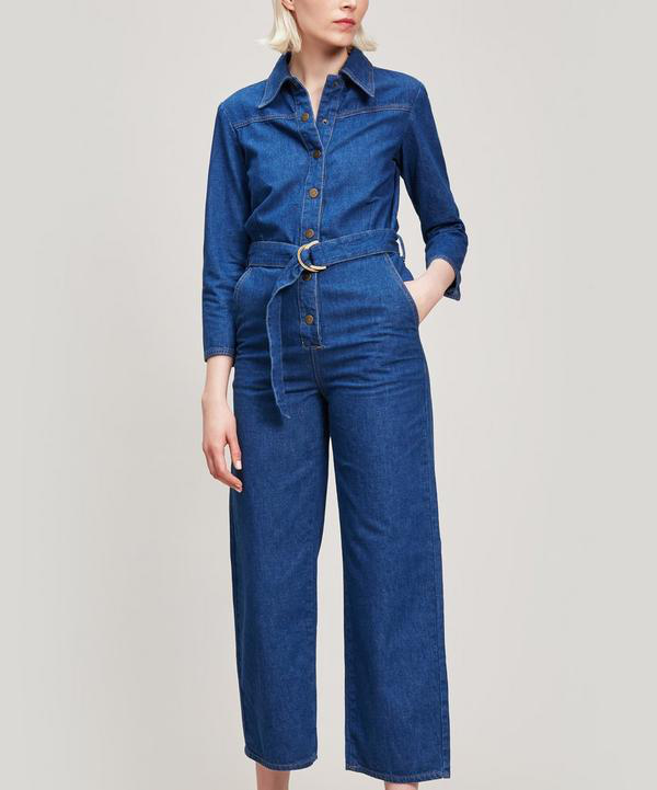 M.i.h Jeans Harper Flared Denim Jumpsuit In Dazzling Blue | ModeSens