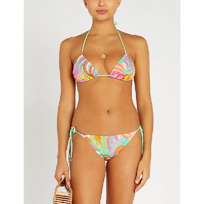 Shop Emilio Pucci Printed Halterneck Bikini In Arancio Acqua