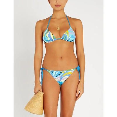 Shop Emilio Pucci Printed Halterneck Bikini In Fiordaliso Giallo