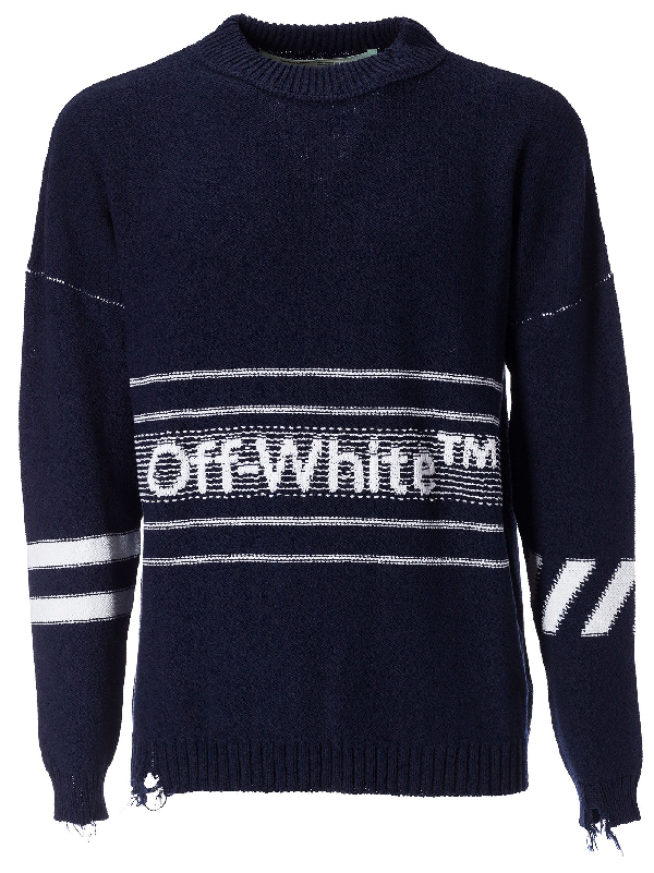 Off-white Distressed Logo Sweatshirt In Blue No Color | ModeSens