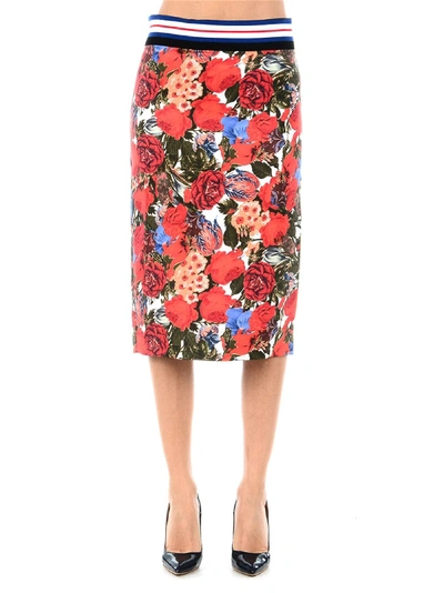 Shop Marni Skirt Midi With Flowers In Red