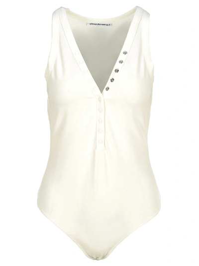 Shop Alexander Wang T T By  By Alexander Wang Snap Fastening Bodysuit In Ivory