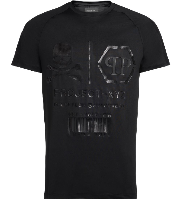 Philipp Plein Project-xyz Black Lycra T-shirt With Rubberised Print In ...