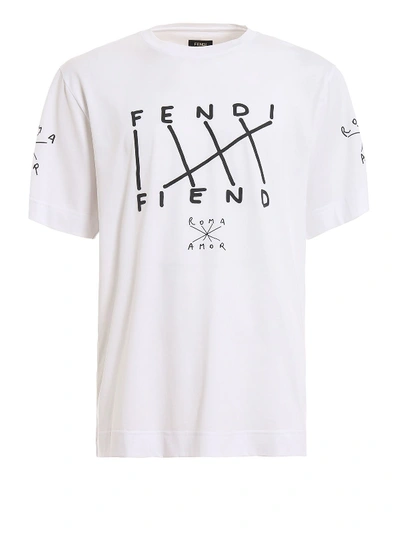 Shop Fendi Fiend Print T-shirt In White