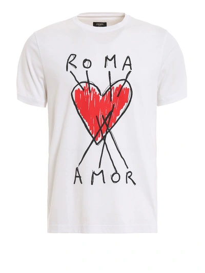 Shop Fendi Roma Amor T-shirt In White