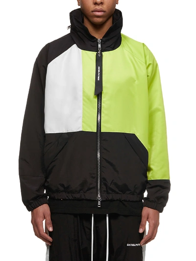 Daniel Patrick Zip-up Jacket In Nero Avorio Giallo Fluo