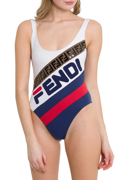Shop Fendi One-piece Swimsuit In Blu