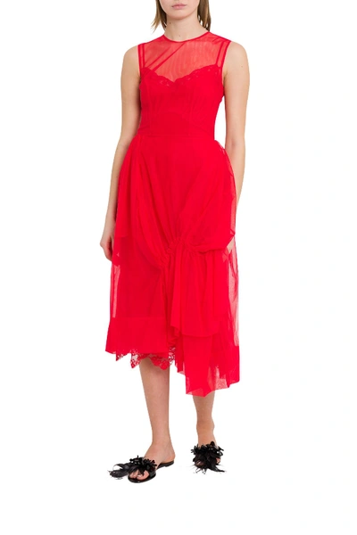 Shop Simone Rocha Gathered Tulle Dress In Rosso