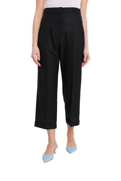 Shop Jacquemus Cropped Trousers With High-rise In Nero