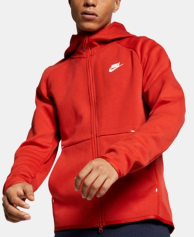 Shop Nike Men's Sportswear Tech Fleece Zip Hoodie In Mystic Red
