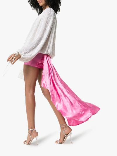 Shop Attico Jacquard Tail Detail Mini Skirt In Pink