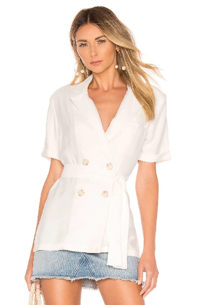 Shop L'academie Misha Short Sleeve Blazer In White