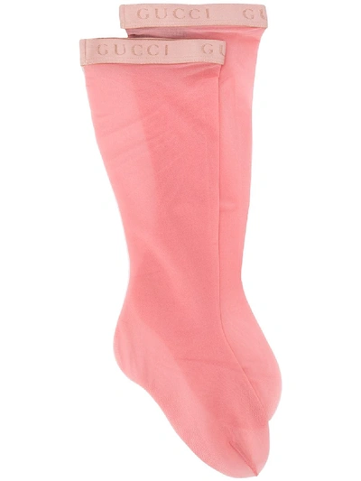 Shop Gucci Logo Ankle Trim Stockings - Pink