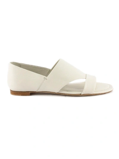 Shop Tod's White Leather Sandal In Latte