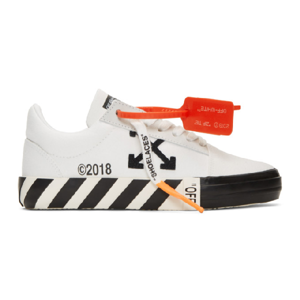 off white vulcanised striped low top sneakers
