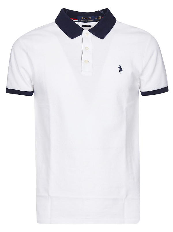 Ralph Lauren Logo Polo Shirt In White/navy | ModeSens