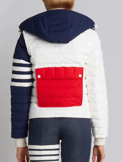 Shop Thom Browne Downfill Ski Jacket With 4-bar Stripe & Removable Hood In Red, White And Blue Matte Nylo