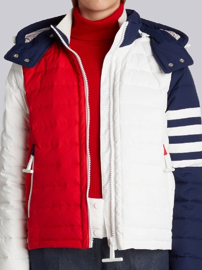 Shop Thom Browne Downfill Ski Jacket With 4-bar Stripe & Removable Hood In Red, White And Blue Matte Nylo