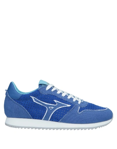 Shop Mizuno Man Sneakers Blue Size 8.5 Soft Leather, Textile Fibers