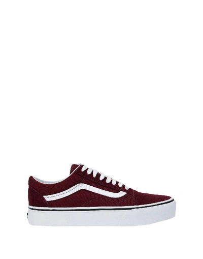 Shop Vans Ua Old Skool Platform Woman Sneakers Burgundy Size 7.5 Soft Leather, Textile Fibers In Red