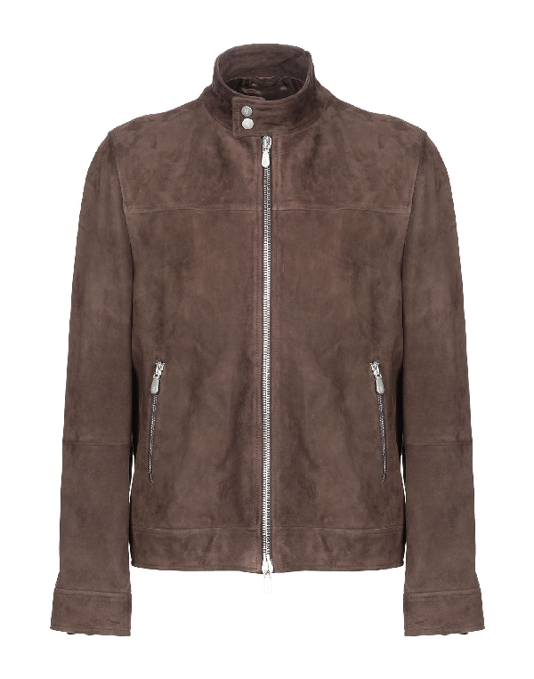 Eleventy Leather Jacket In Cocoa | ModeSens