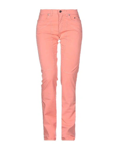 Shop Jeckerson Casual Pants In Salmon Pink