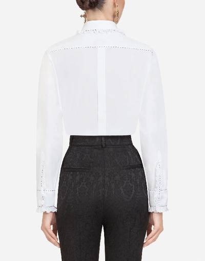 Shop Dolce & Gabbana Cotton Shirt With Jabot In White