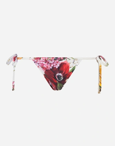 Shop Dolce & Gabbana Printed Bikini Bottoms In Floral Print