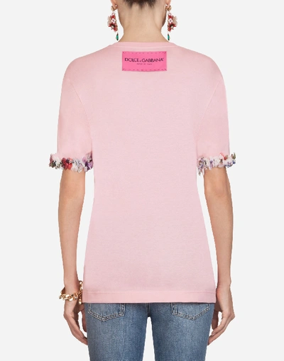 Shop Dolce & Gabbana Cotton T-shirt With Dg Lettering In Pink