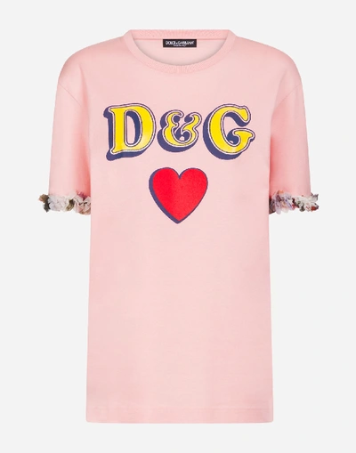 Shop Dolce & Gabbana Cotton T-shirt With Dg Lettering In Pink