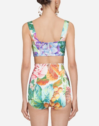Shop Dolce & Gabbana Top In Flowers And Fruit Printed Silk In Floral Print