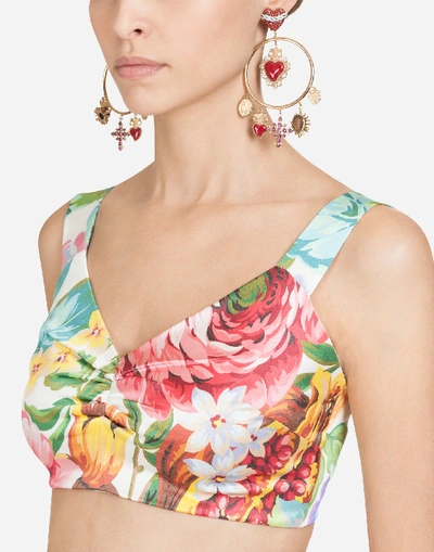 Shop Dolce & Gabbana Top In Flowers And Fruit Printed Silk In Floral Print
