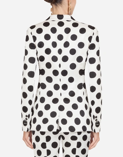 Shop Dolce & Gabbana Silk Blazer With Polka-dot Print In White