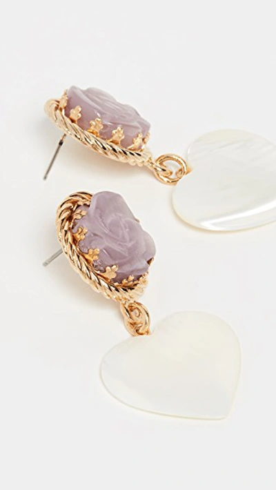 Shop Brinker & Eliza Blair Earrings In Purple/cream/gold