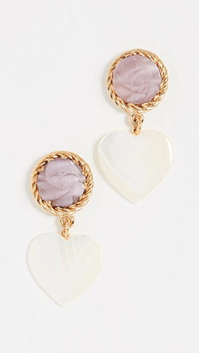 Shop Brinker & Eliza Blair Earrings In Purple/cream/gold