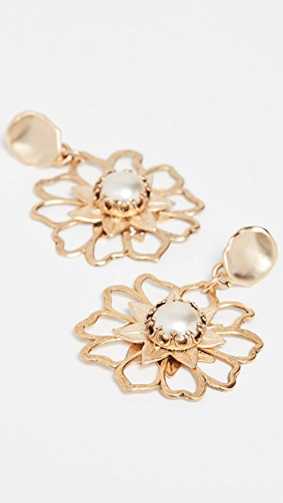 Shop Brinker & Eliza Mini Flower Power Earrings In Gold/pearl