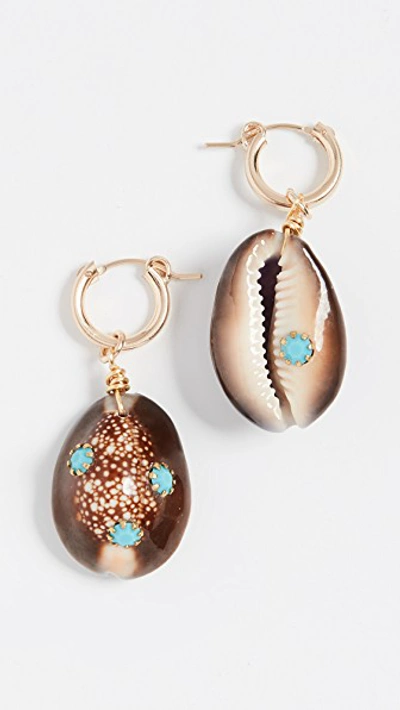 Shop Brinker & Eliza Long Weekend Huggie Earrings In Shell