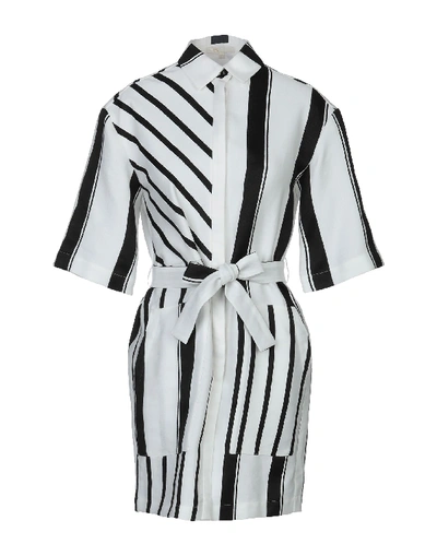 Shop Maje Woman Mini Dress White Size 2 Viscose, Polyester, Linen